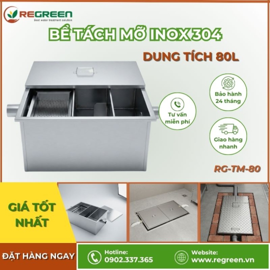 Bẫy tách mỡ gia đình 80L Inox 304