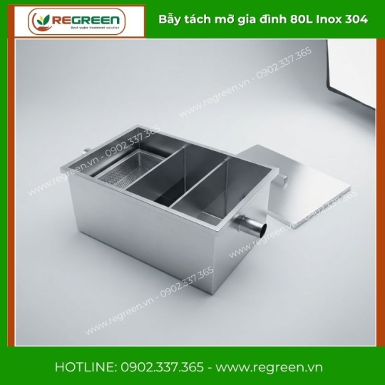 Bẫy tách mỡ gia đình 80L Inox 304