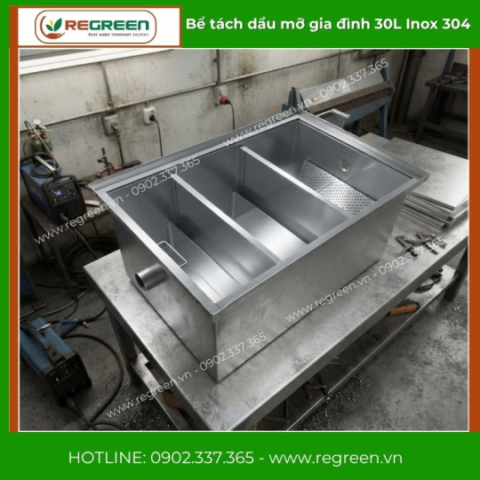 Bể tách dầu mỡ gia đình 30L Inox 304
