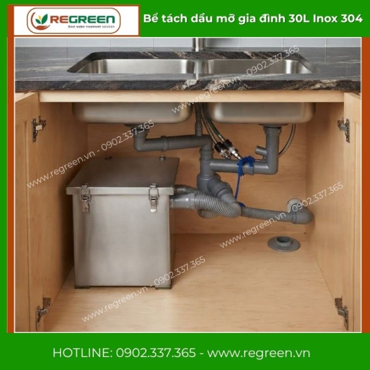 Bể tách dầu mỡ gia đình 30L Inox 304