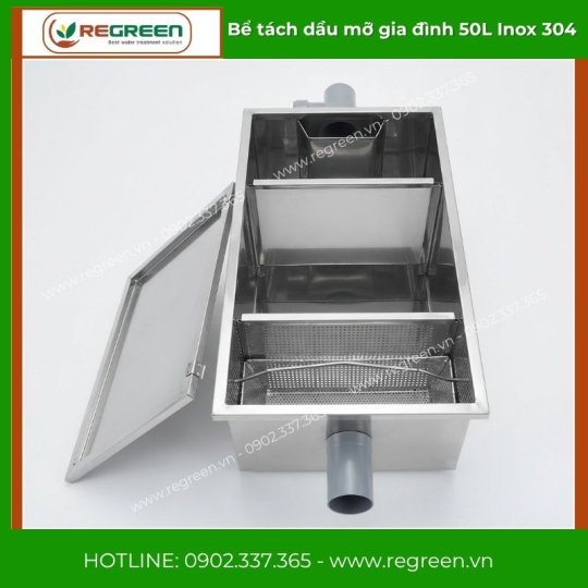 Bể tách dầu mỡ gia đình 50L Inox 304