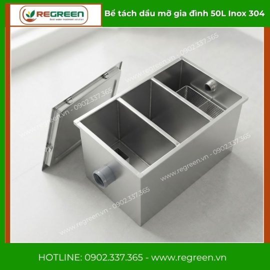 Bể tách dầu mỡ gia đình 50L Inox 304