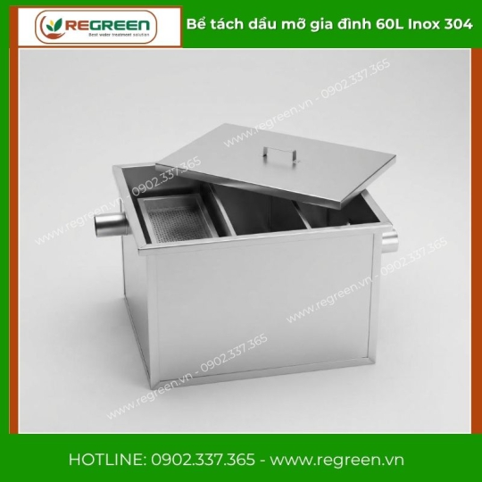 Bể tách dầu mỡ gia đình 60L Inox 304
