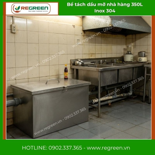 Bể tách dầu mỡ nhà hàng 350L Inox 304