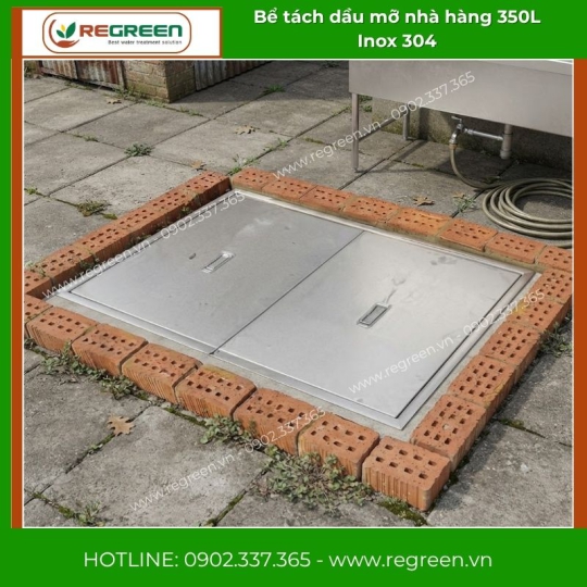 Bể tách dầu mỡ nhà hàng 350L Inox 304