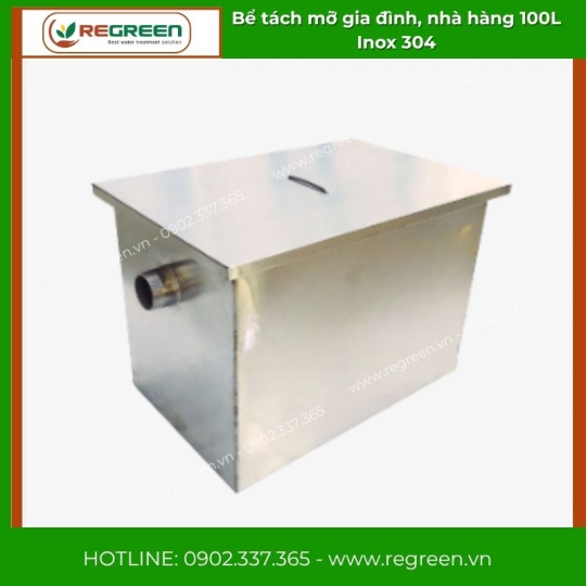 Bể tách mỡ gia đình, nhà hàng 100L Inox 304