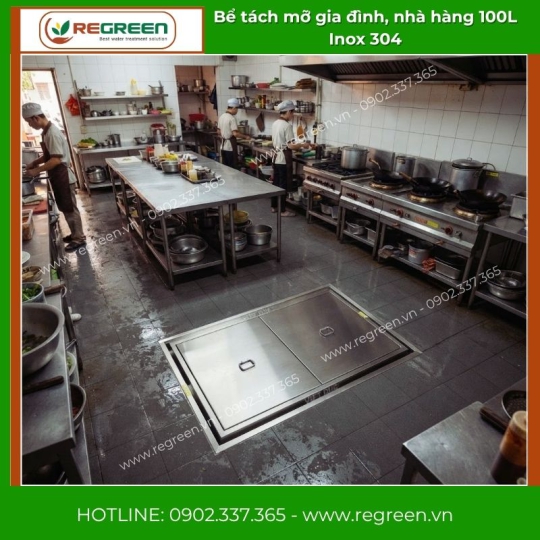 Bể tách mỡ gia đình, nhà hàng 100L Inox 304