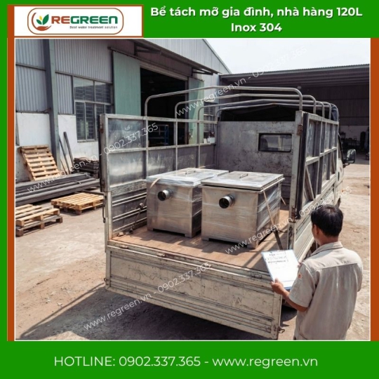 Bể tách mỡ gia đình, nhà hàng 120L Inox 304
