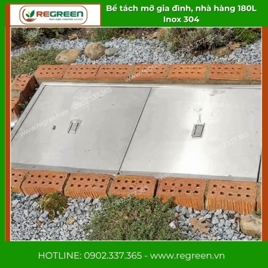 Bể tách mỡ gia đình, nhà hàng 180L Inox 304