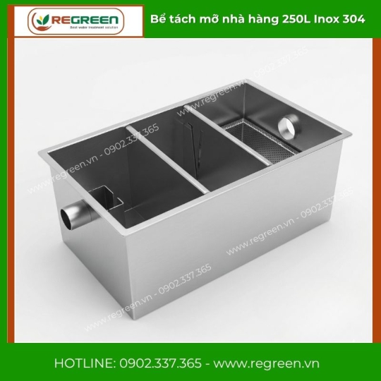 Bể tách mỡ nhà hàng 250L Inox 304