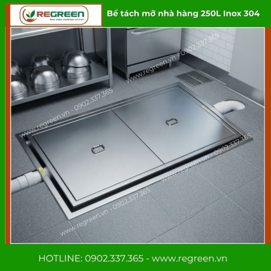 Bể tách mỡ nhà hàng 250L Inox 304