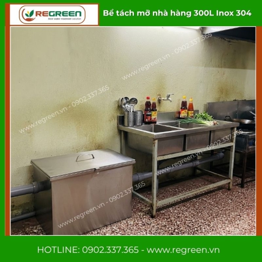 Bể tách mỡ nhà hàng 300L Inox 304