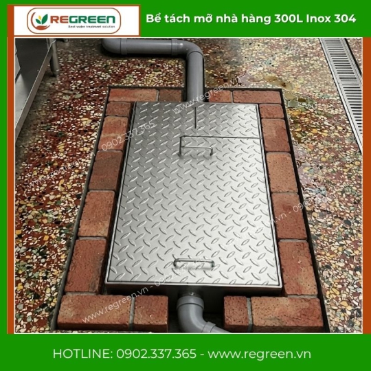 Bể tách mỡ nhà hàng 300L Inox 304