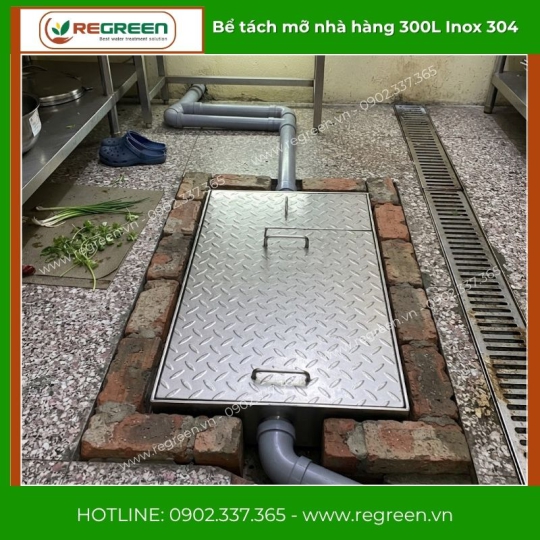 Bể tách mỡ nhà hàng 300L Inox 304
