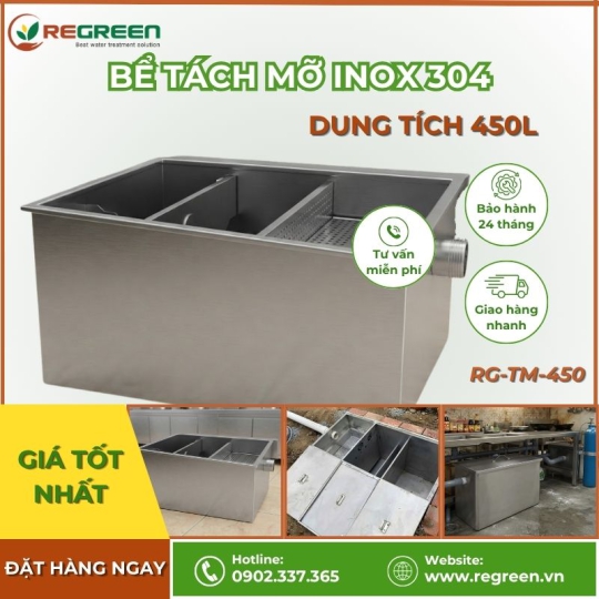 Bể tách mỡ nhà hàng 450L Inox 304