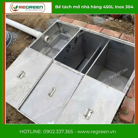 Bể tách mỡ nhà hàng 450L Inox 304