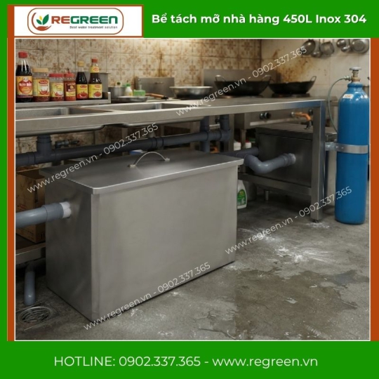 Bể tách mỡ nhà hàng 450L Inox 304