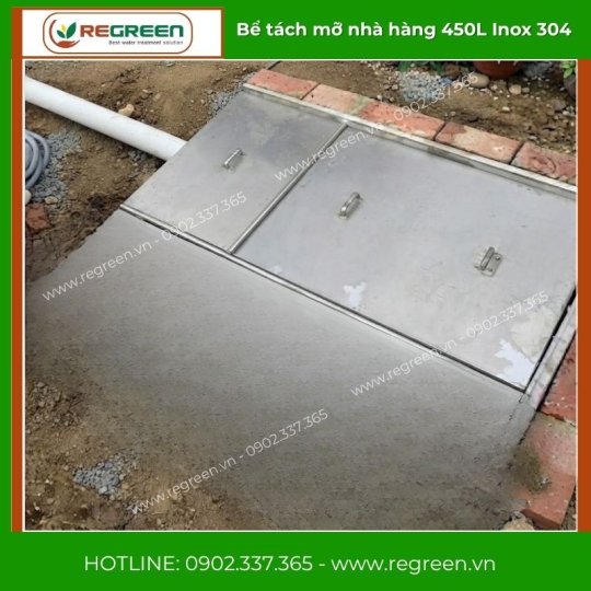 Bể tách mỡ nhà hàng 450L Inox 304