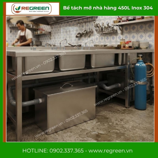 Bể tách mỡ nhà hàng 450L Inox 304