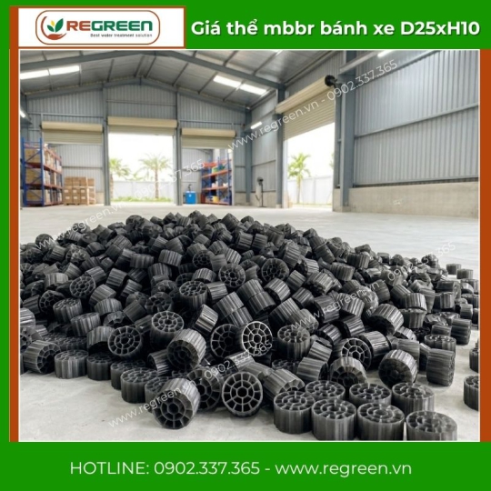 Cung cấp giá thể MBBR bánh xe D25xH10 màu đen giá rẻ