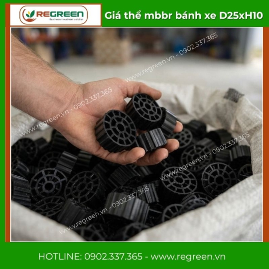 Cung cấp giá thể MBBR bánh xe D25xH10 màu đen giá rẻ