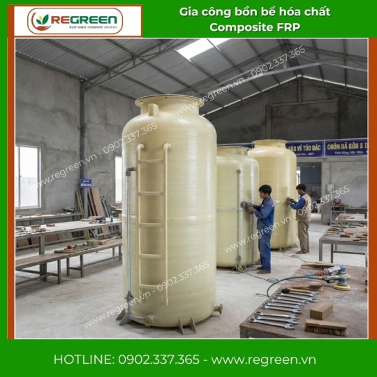 Gia công bồn bể hóa chất Composite FRP