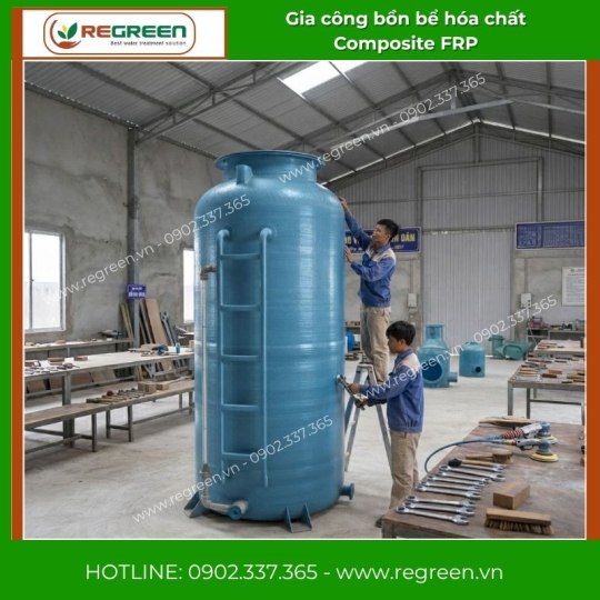 Gia công bồn bể hóa chất Composite FRP