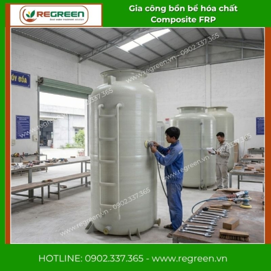 Gia công bồn bể hóa chất Composite FRP