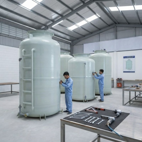 Gia công bồn bể hóa chất Composite FRP