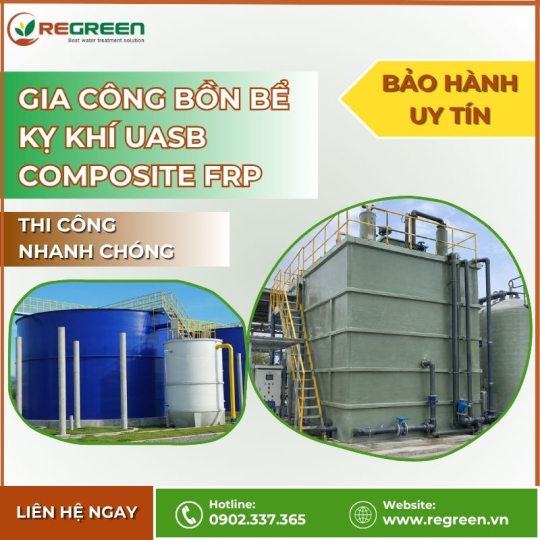 Gia công bồn bể kỵ khí UASB Composite FRP