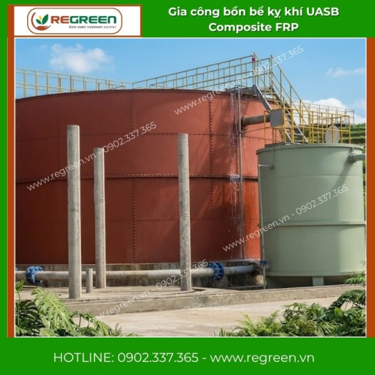 Gia công bồn bể kỵ khí UASB Composite FRP