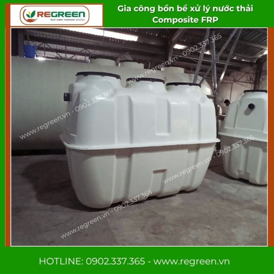 Gia công bồn bể xử lý nước thải Composite FRP
