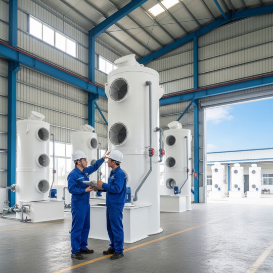Gia công tháp xử lý khí thải Composite FRP