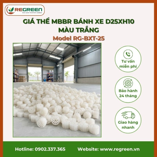 Giá thể MBBR bánh xe D25xH10 màu trắng