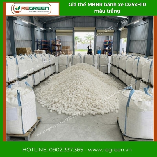 Giá thể MBBR bánh xe D25xH10 màu trắng