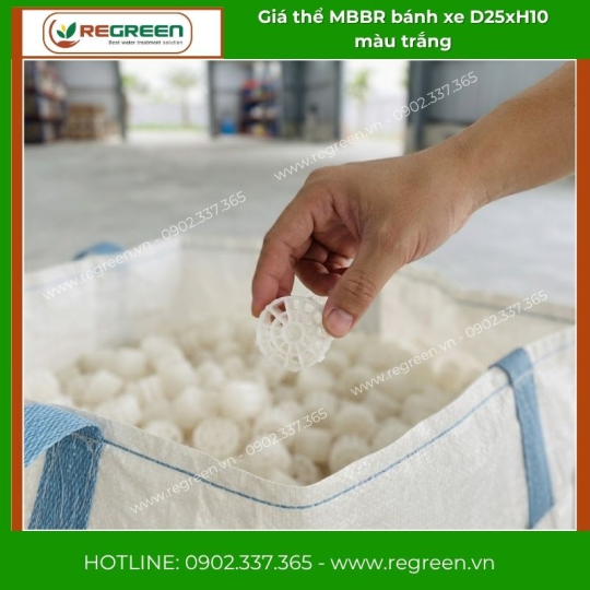 Giá thể MBBR bánh xe D25xH10 màu trắng