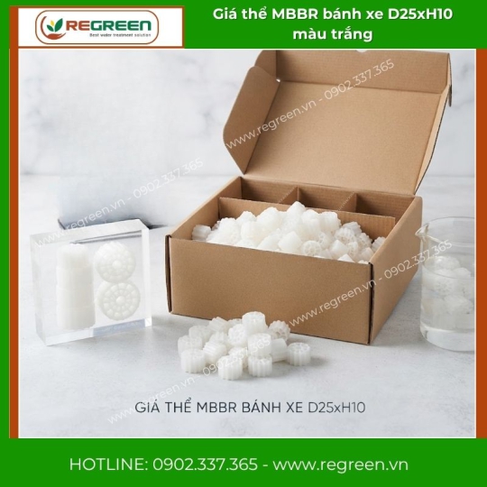 Giá thể MBBR bánh xe D25xH10 màu trắng