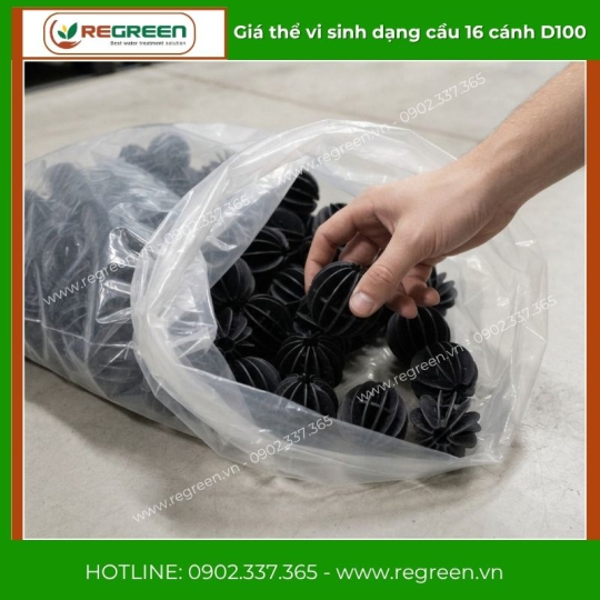 Giá thể vi sinh dạng cầu 16 cánh D100