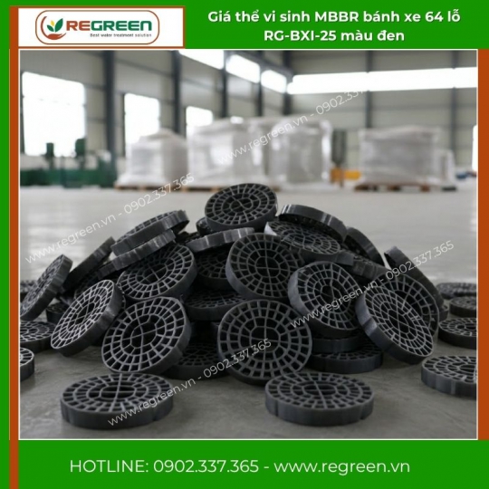 Giá thể vi sinh MBBR bánh xe D25xH25 64 lỗ