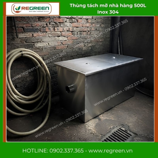 Thùng tách mỡ nhà hàng 500L Inox 304