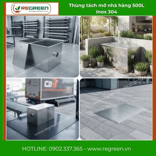 Thùng tách mỡ nhà hàng 500L Inox 304