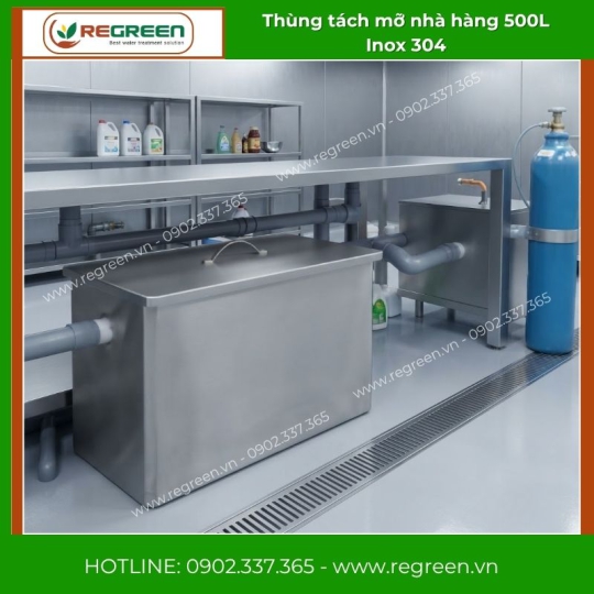 Thùng tách mỡ nhà hàng 500L Inox 304