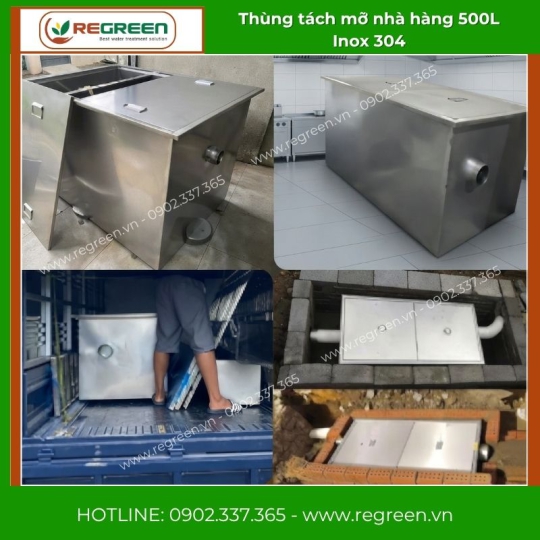 Thùng tách mỡ nhà hàng 500L Inox 304