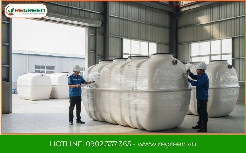 Xưởng sản xuất bồn hệ thống xử lý nước thải 5m3 Regreen