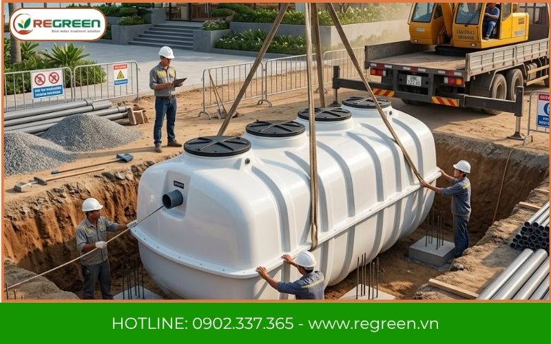 Thi công chôn ngầm hệ thống xử lý nước thải 5m3