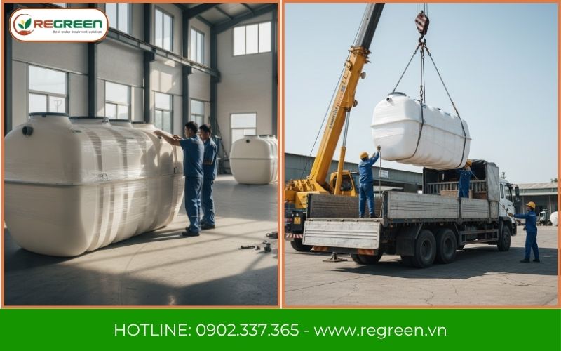 Đội thi công Regreen lắp hệ thống xử lý nước thải 5m3