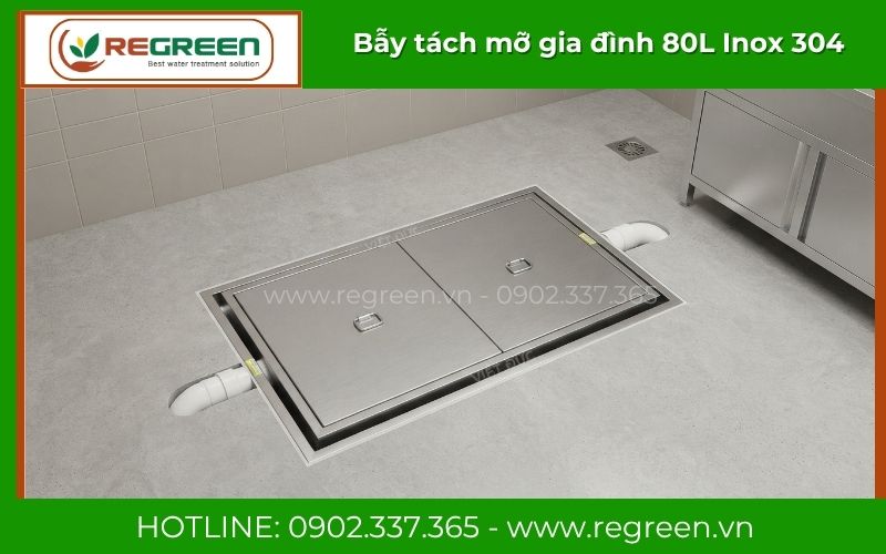Bẫy tách mỡ gia đình 80L lắp đặt âm sàn cho biệt thự cao cấp