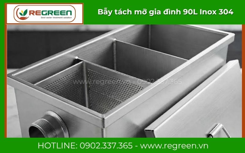 Bẫy tách mỡ gia đình 90L xử lý mỡ cho bếp ăn gia đình
