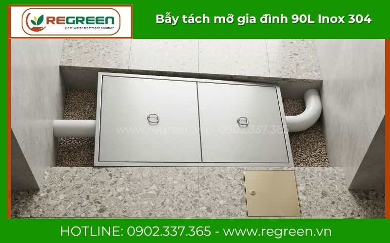 Ứng dụng bẫy tách mỡ gia đình 90L cho quán ăn nhỏ