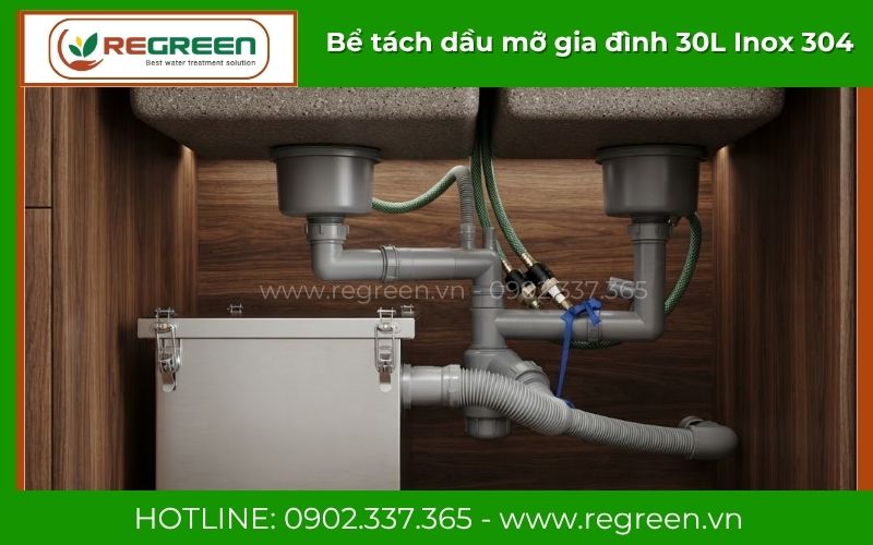 Bể tách dầu mỡ gia đình 30L tối ưu cho chung cư mini và nhà phố